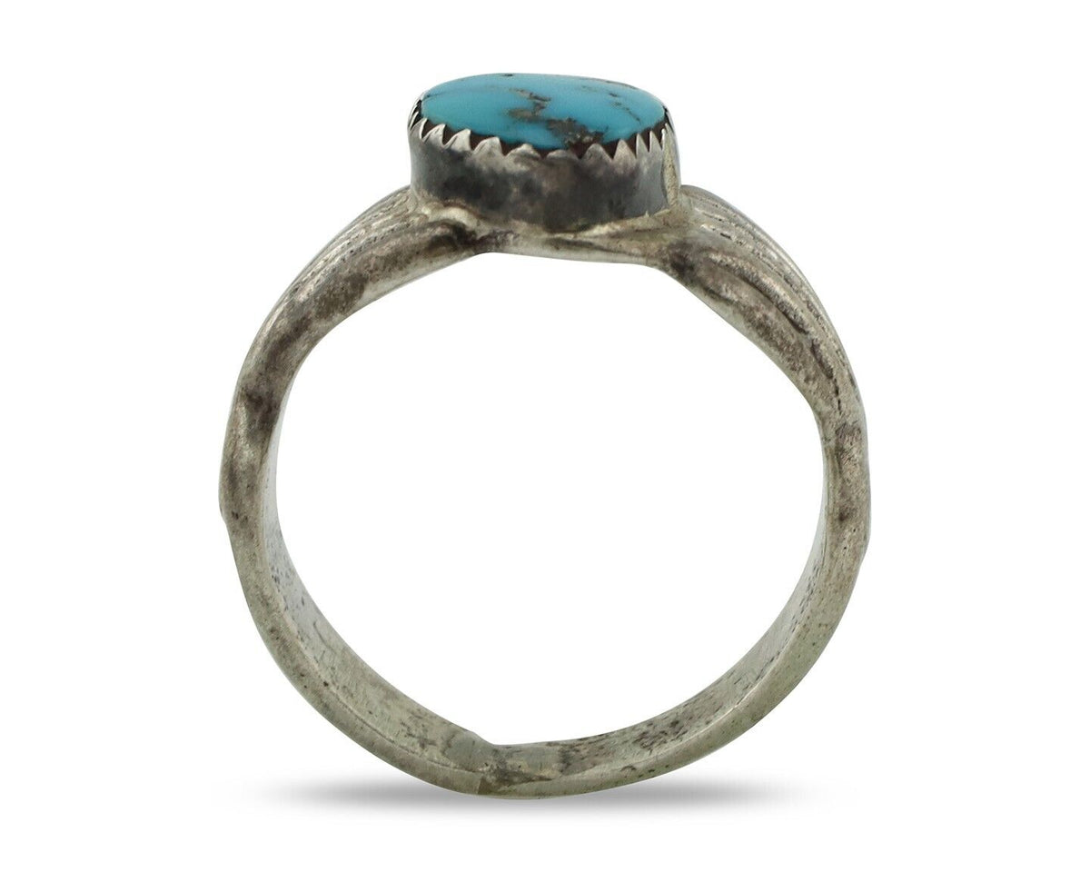 Navajo Ring 925 Silver Sleeping Beauty Nugget Turquoise Native Artist C.80's