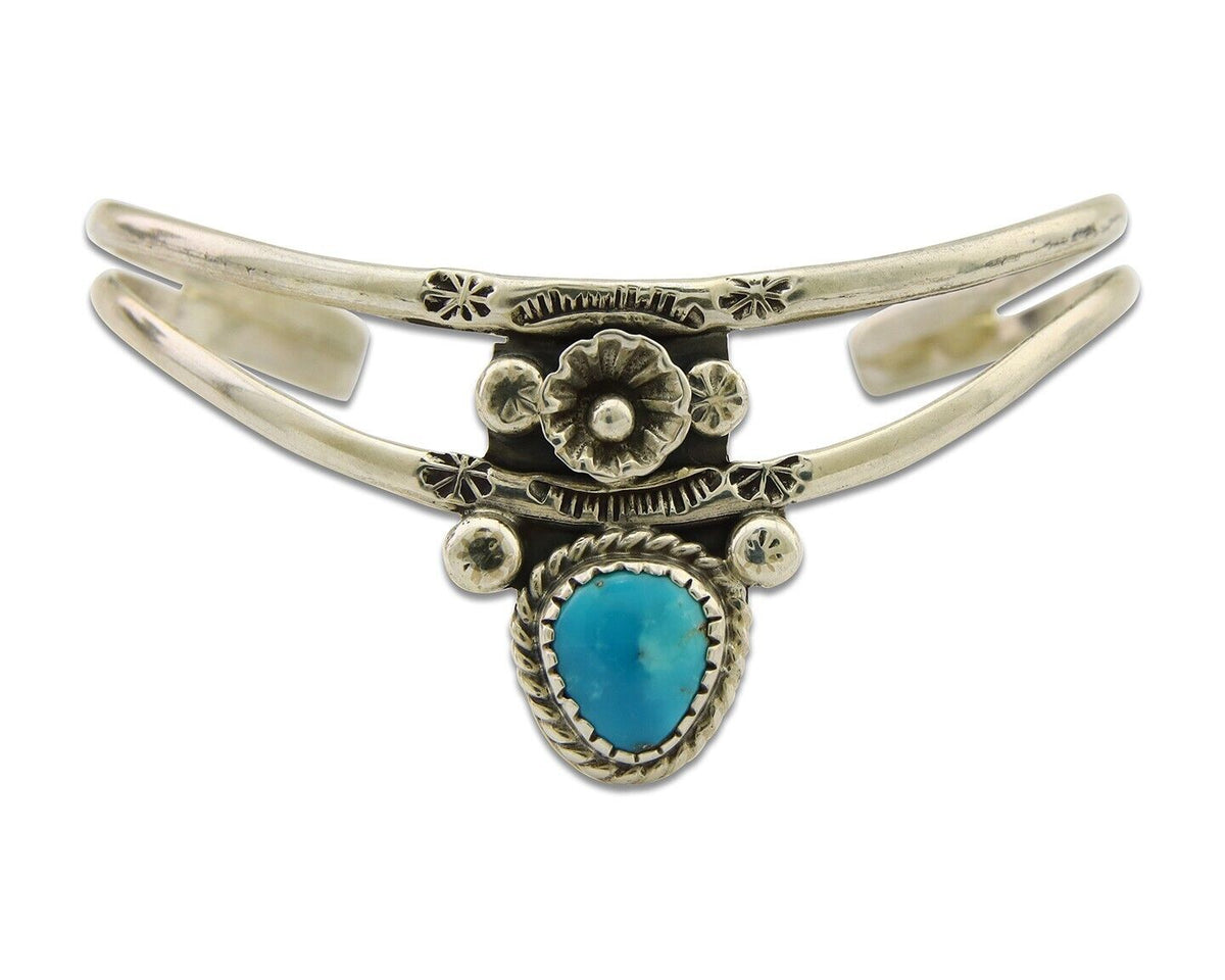 Navajo Cuff Bracelet 925 Silver Turquoise Cuff Native American Artist C.80's