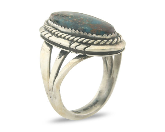 Vintage Navajo Ring 925 Sterling Authentic Turquoise Artist Signed TS Size 7.25