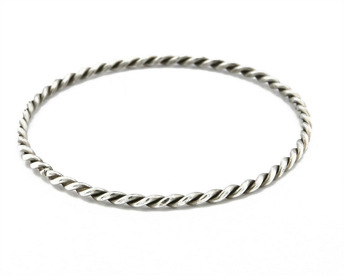 Navajo Rare Handmade 2 Row Braided .925 SOLID Sterling Silver Bracelet