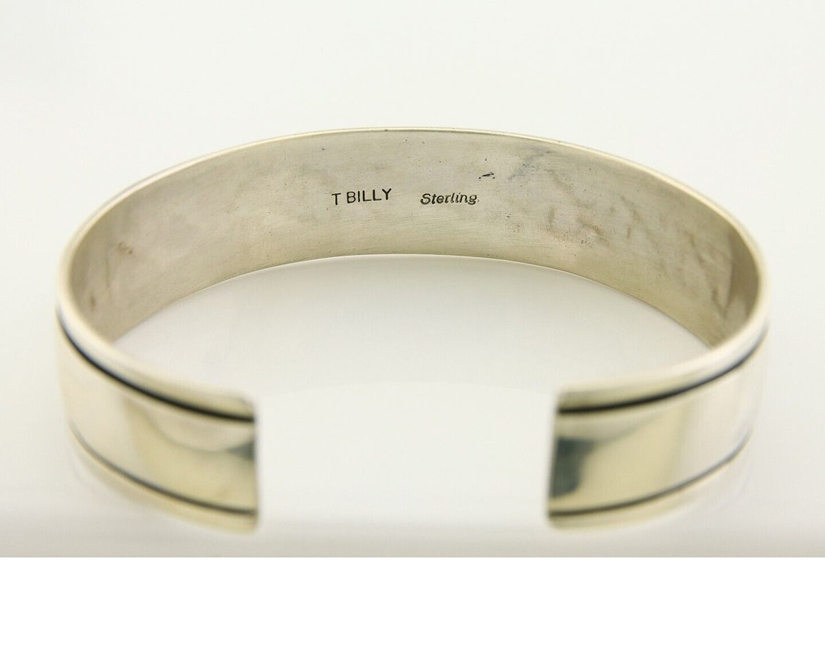 Navajo Bracelet 925 Silver Handmade Cuff Artist Signed Tom Billy C.80's
