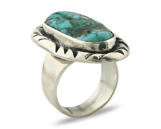 Vintage Navajo Ring 925 Sterling Silver Turquoise Signed C Montoya Size 8.25