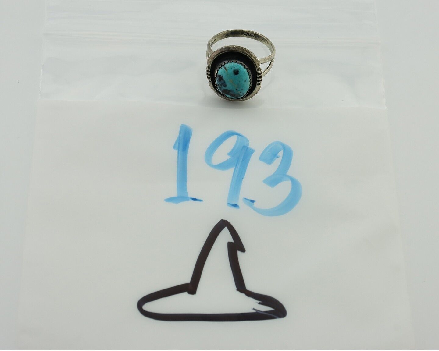 Navajo Ring 925 Silver Natural Mined Blue Turquoise Native American Artist C80s
