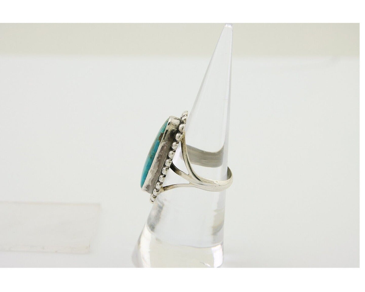 Navajo Shield Ring 925 Silver Arizona Turquoise Native Artist C.80's