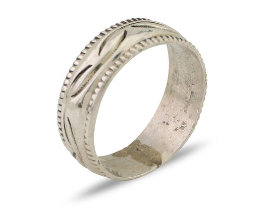 Navajo Hand Stamped Band 925 Silver 6.0 mm Native Artist Size 5.25 C.80's