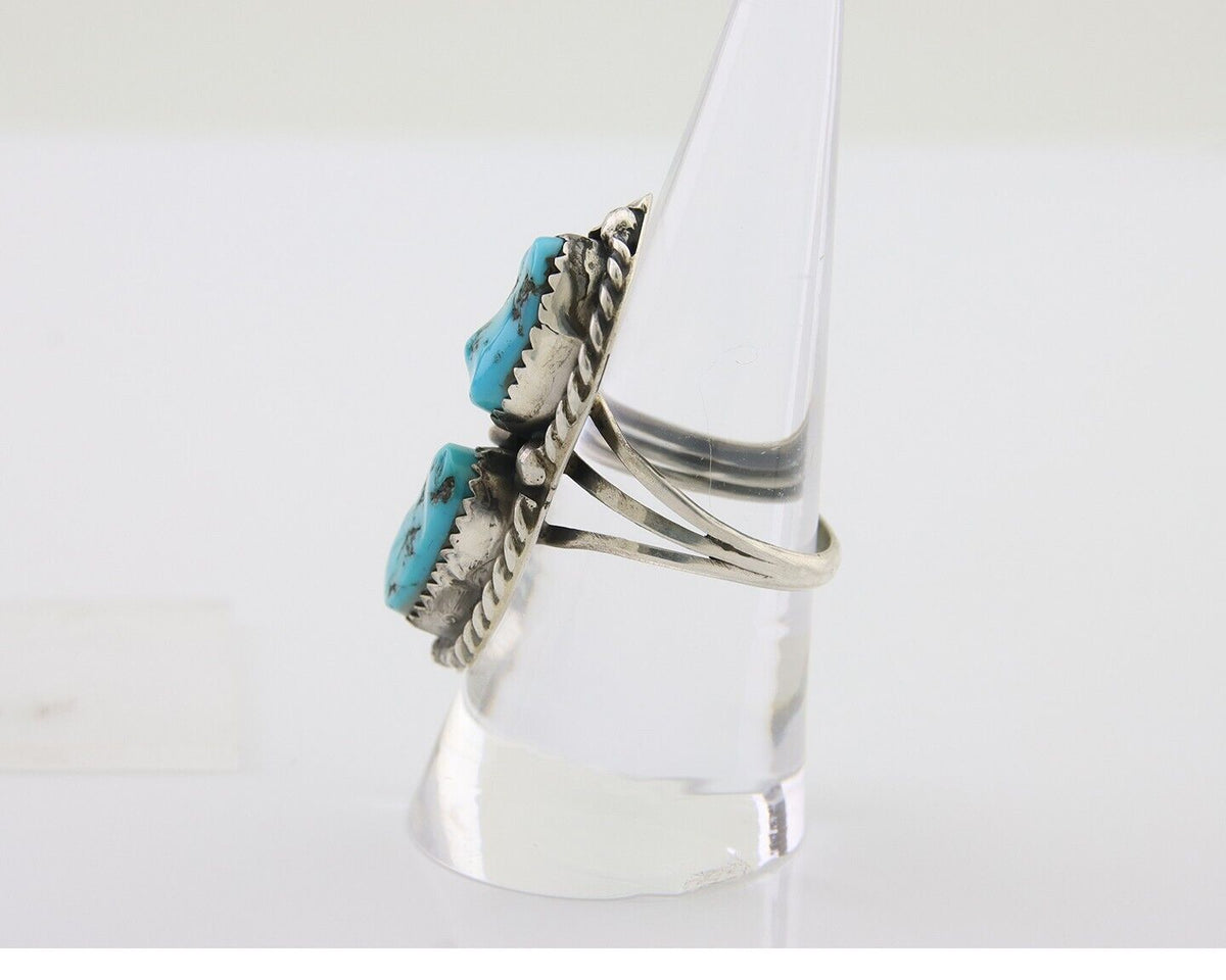 Navajo Ring 925 Silver Natural Turquoise Artist Signed Rob T Kelly C.80's