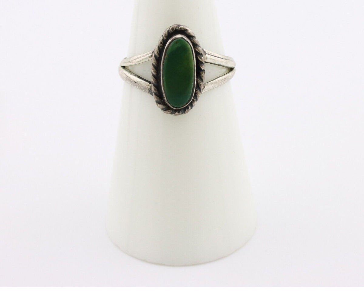Navajo Ring 925 Silver Green Turquoise Native American Artist C.80's
