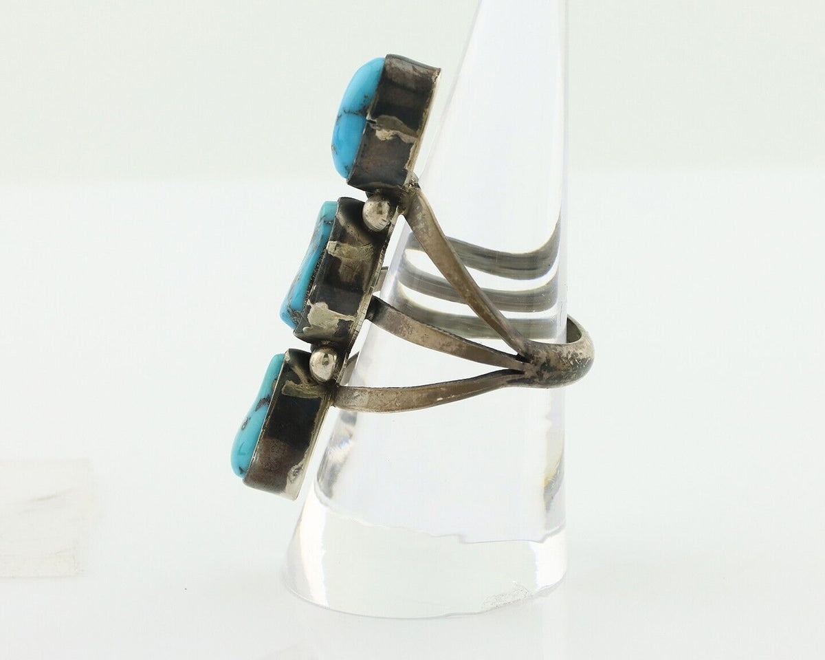 Navajo Ring 925 Silver Natural Blue Turquoise Native American Artist C.80's