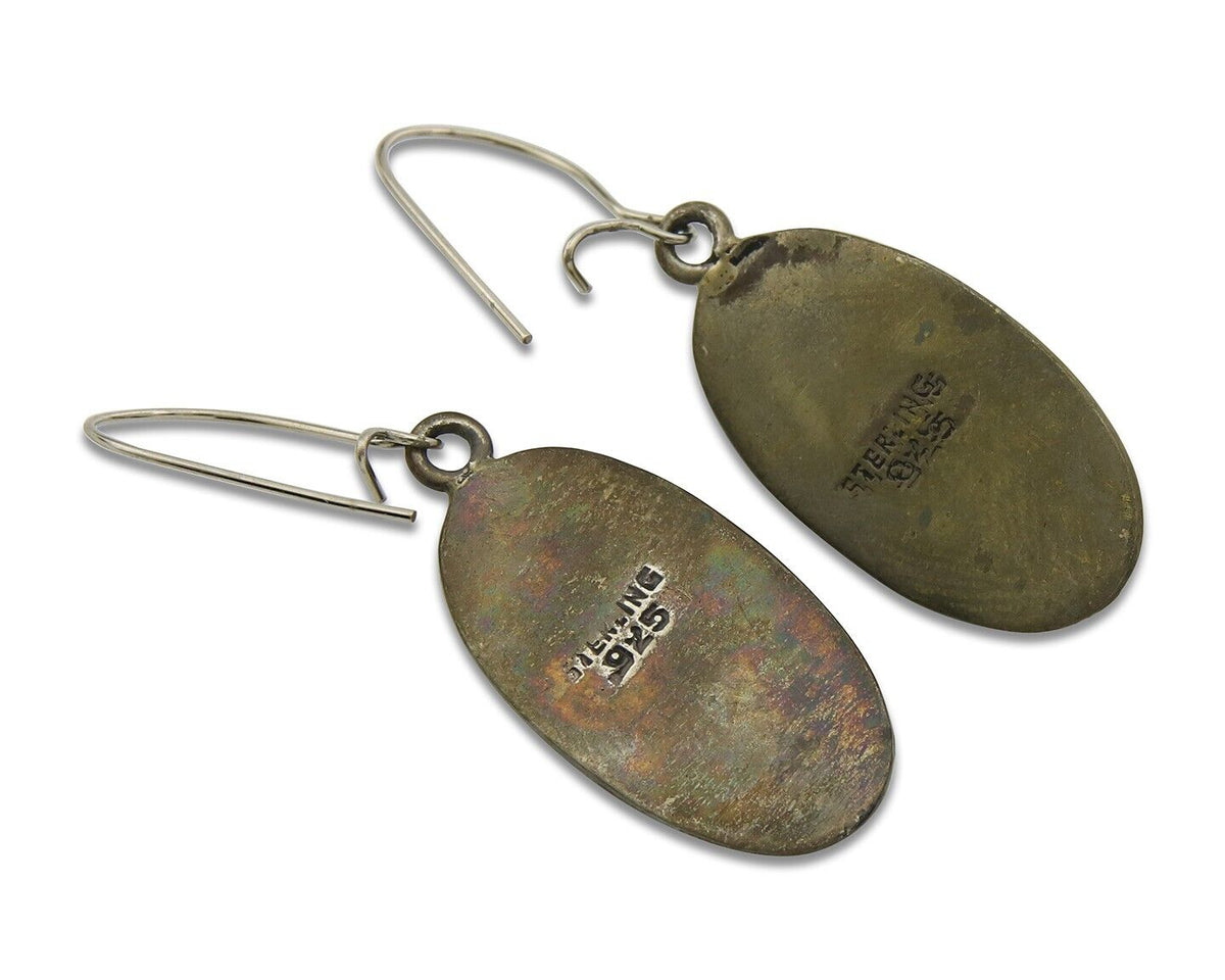 Navajo Earrings 925 Silver Handmade Natural Pink Mussel Native American Artist
