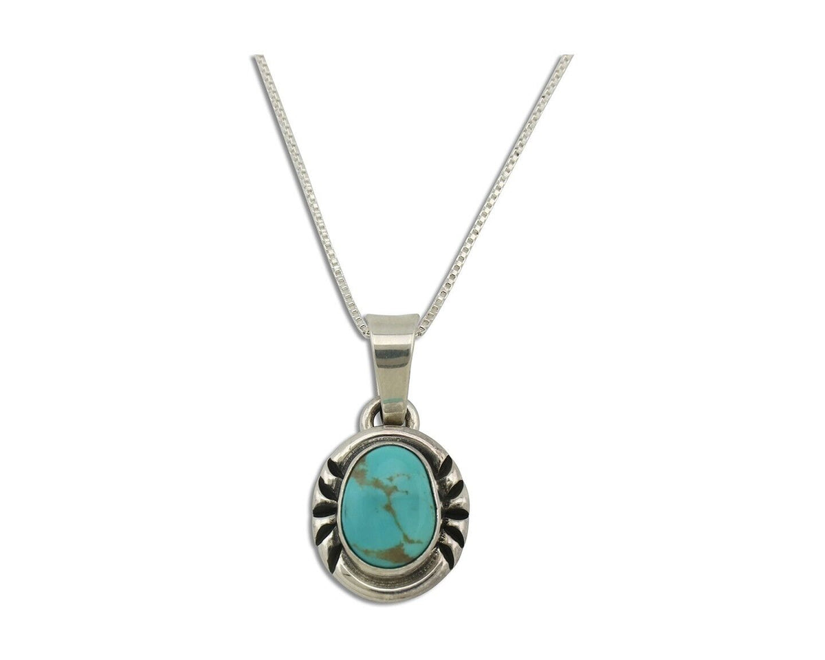 Navajo Necklace 925 Silver Arizona Turquoise Handmade Signed Gecko C.90's