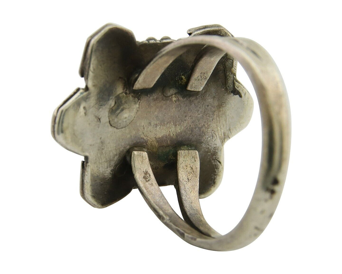 Navajo Ring 925 Sterling Silver Morenci Turquoise Native American Artist C.80s