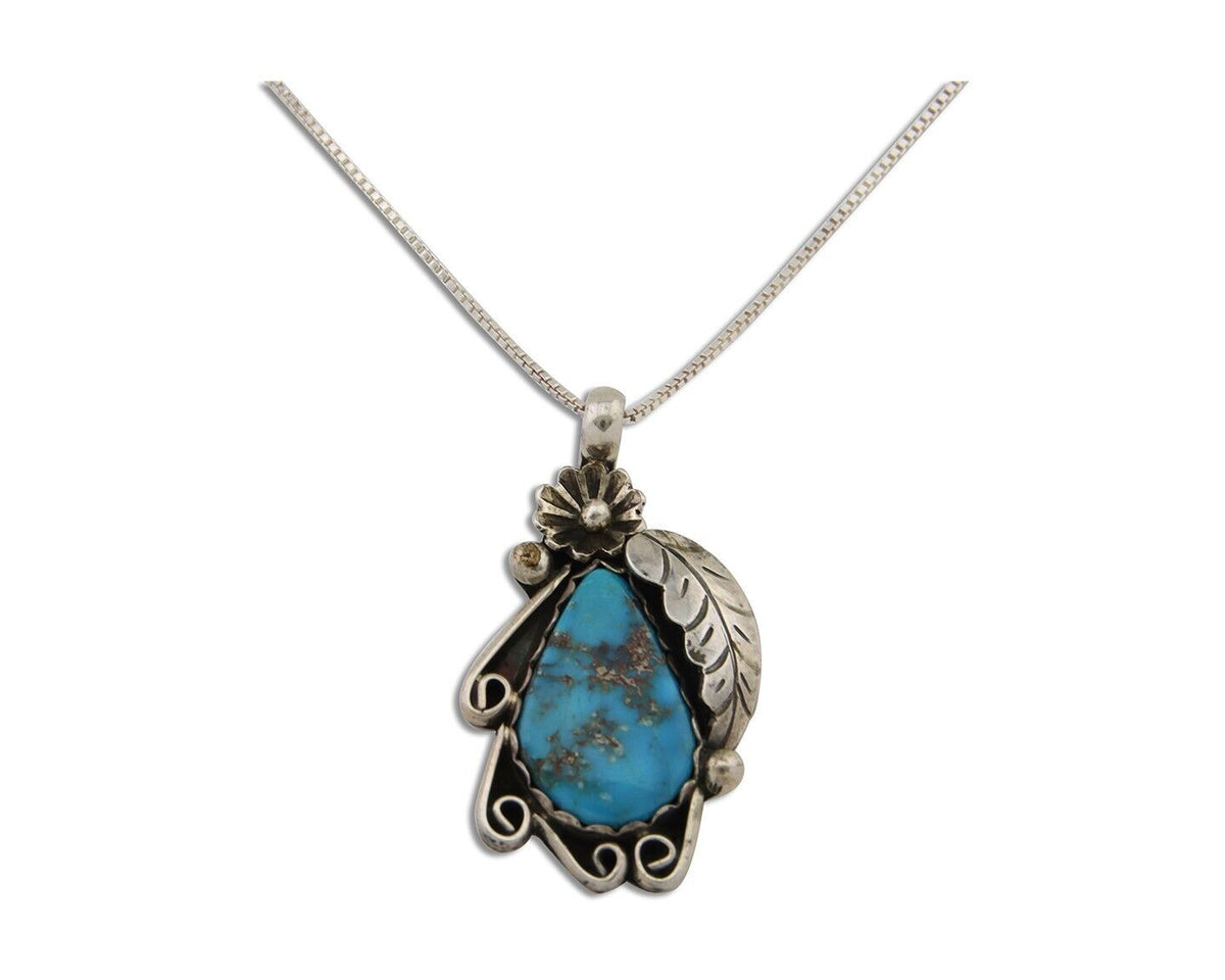 Navajo Necklace 925 Silver Natural Turquoise Native Artist C.80's