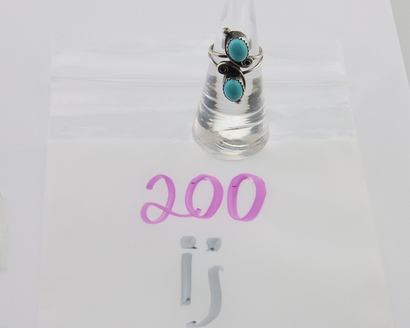 Navajo Ring 925 Silver Kingman Turquoise Native American Artist C.80's