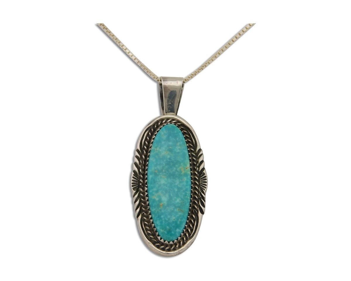 Navajo Necklace 925 Silver Natural Turquoise Artist Signed Mike Begay C.80's
