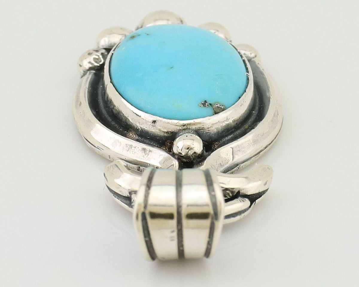 Navajo Pendant 925 Silver Natural Turquoise Artist Signed RB C.80's