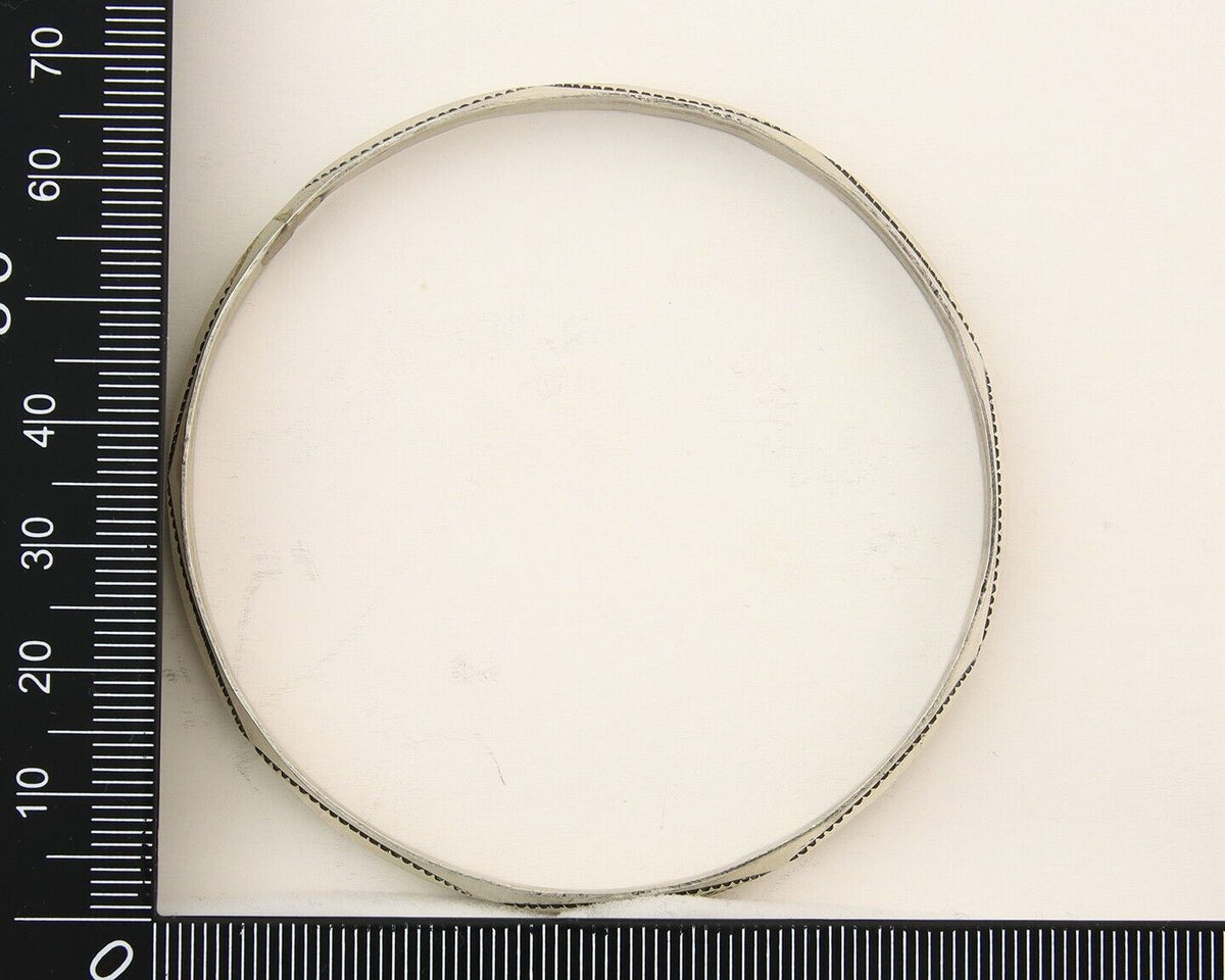 Navajo Bangle Bracelet 925 Silver Hand Stamped Triangle Native Artist C.80's