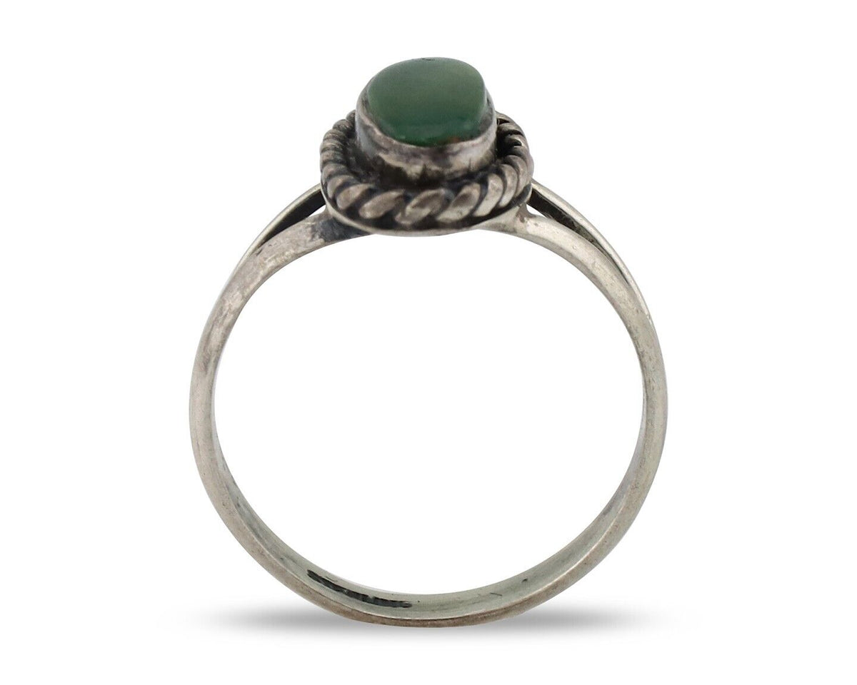 Navajo Ring 925 Silver Green Turquoise Native American Artist C.80's