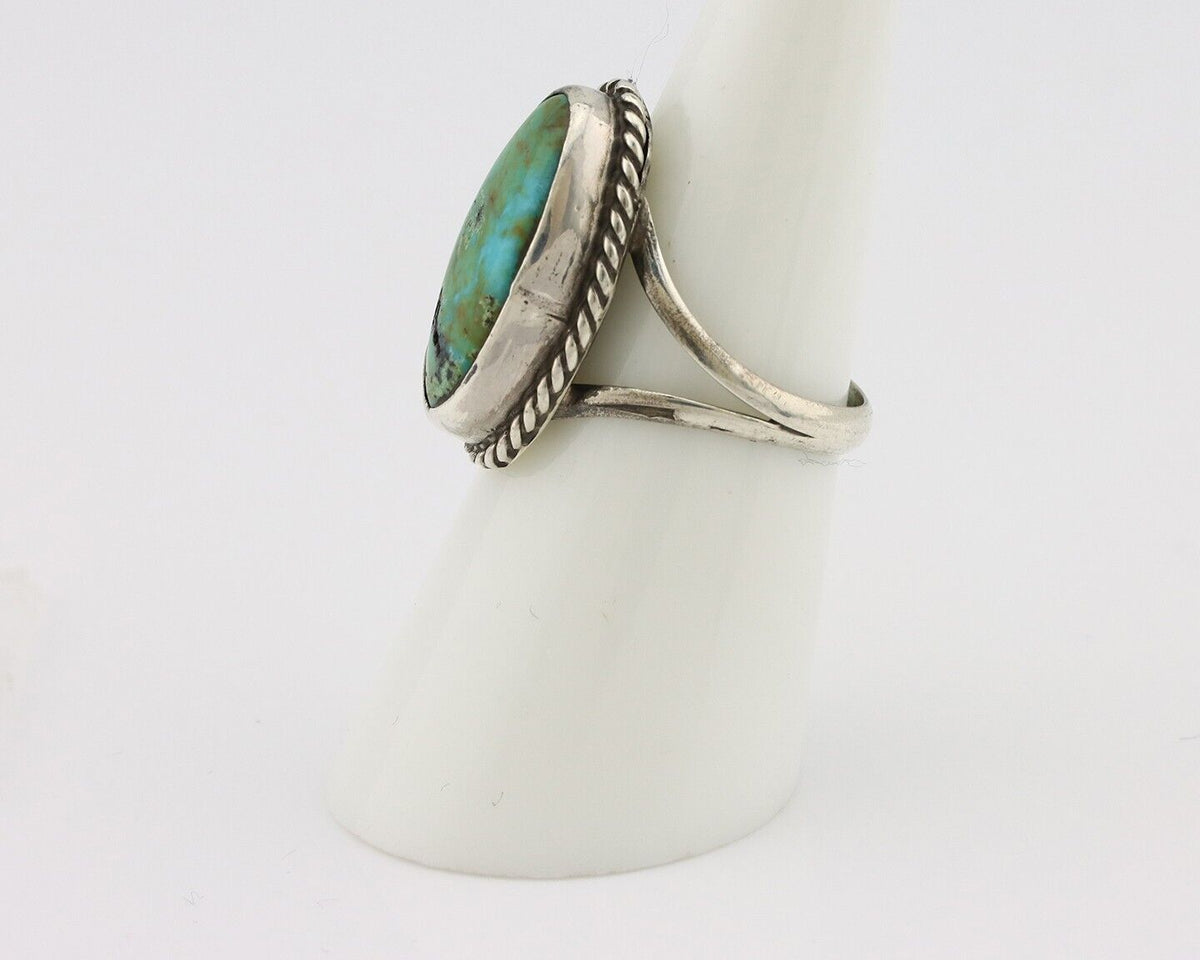 Navajo Ring 925 Silver Kingman Turquoise Artist Native American Signed C.80's