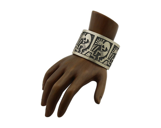 Navajo Kokopelli Bracelet 925 Silver Native American Artist Handmade C.80's