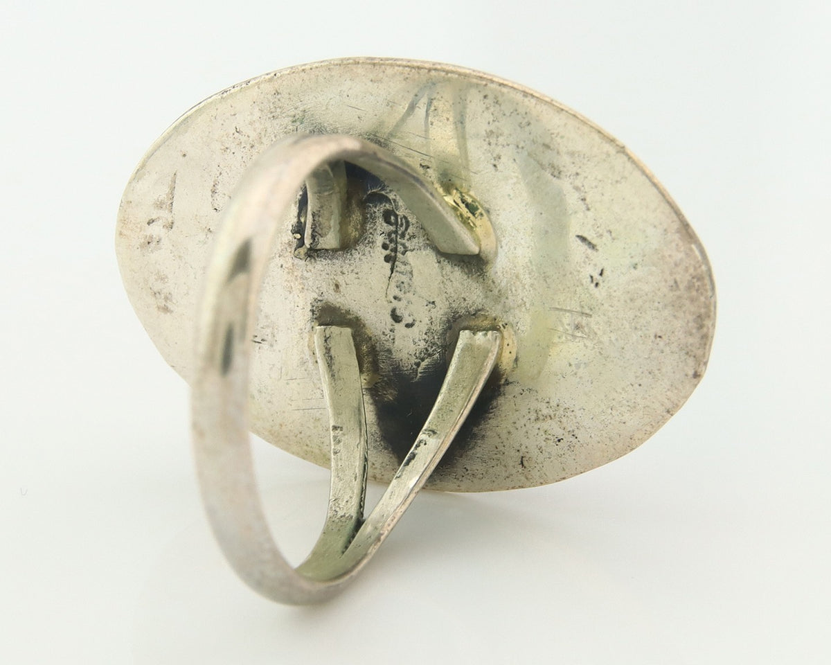 Navajo Tiwa Ring Sterling Silver Gemstone Vintage Native American Artist Sz 7.5