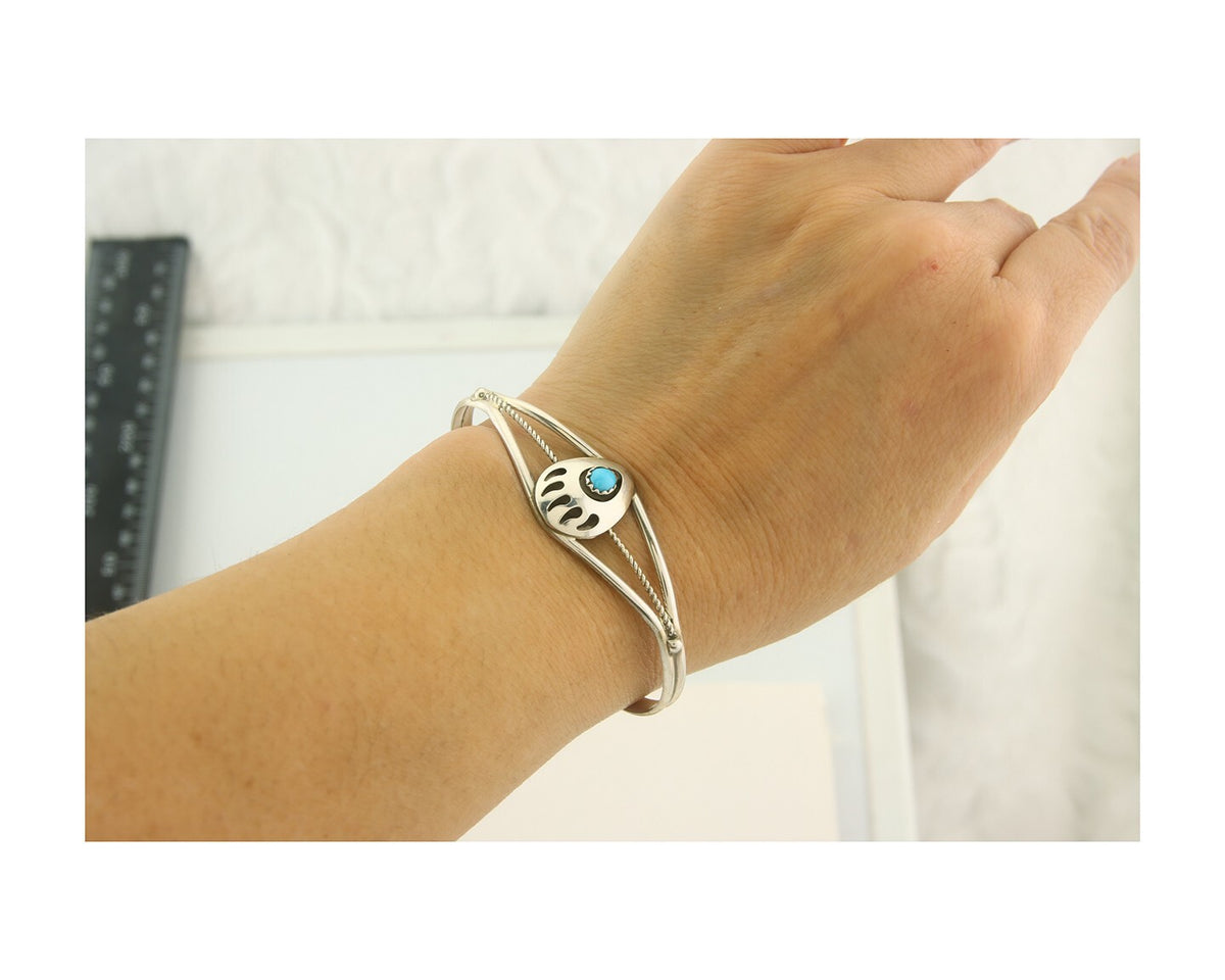 Navajo Bracelet 925 Silver Handmade Animal Claw Cuff Native American Artist C80s