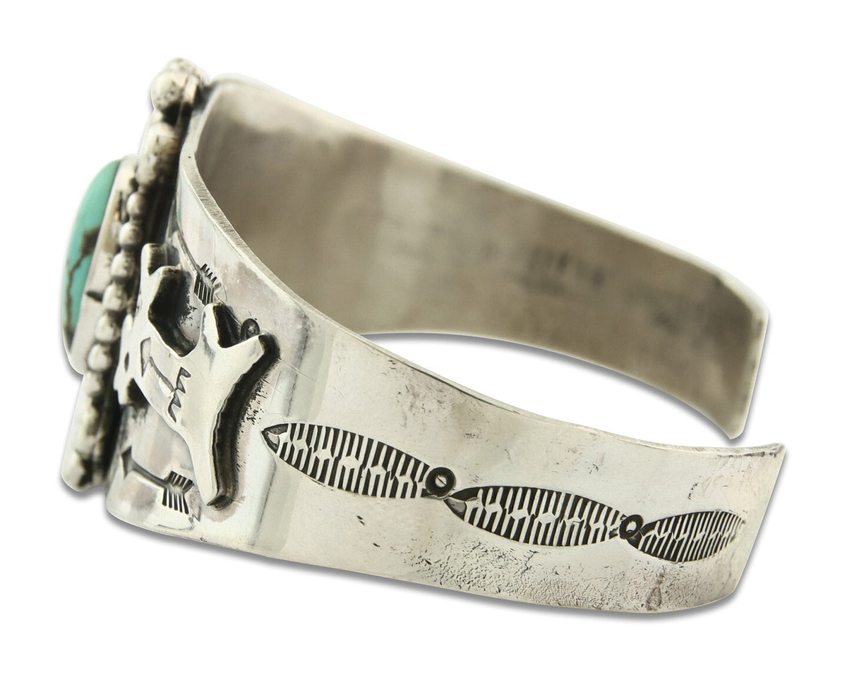 Vintage Navajo Bracelet 925 Silver Blue Turquoise Handmade Signed GR