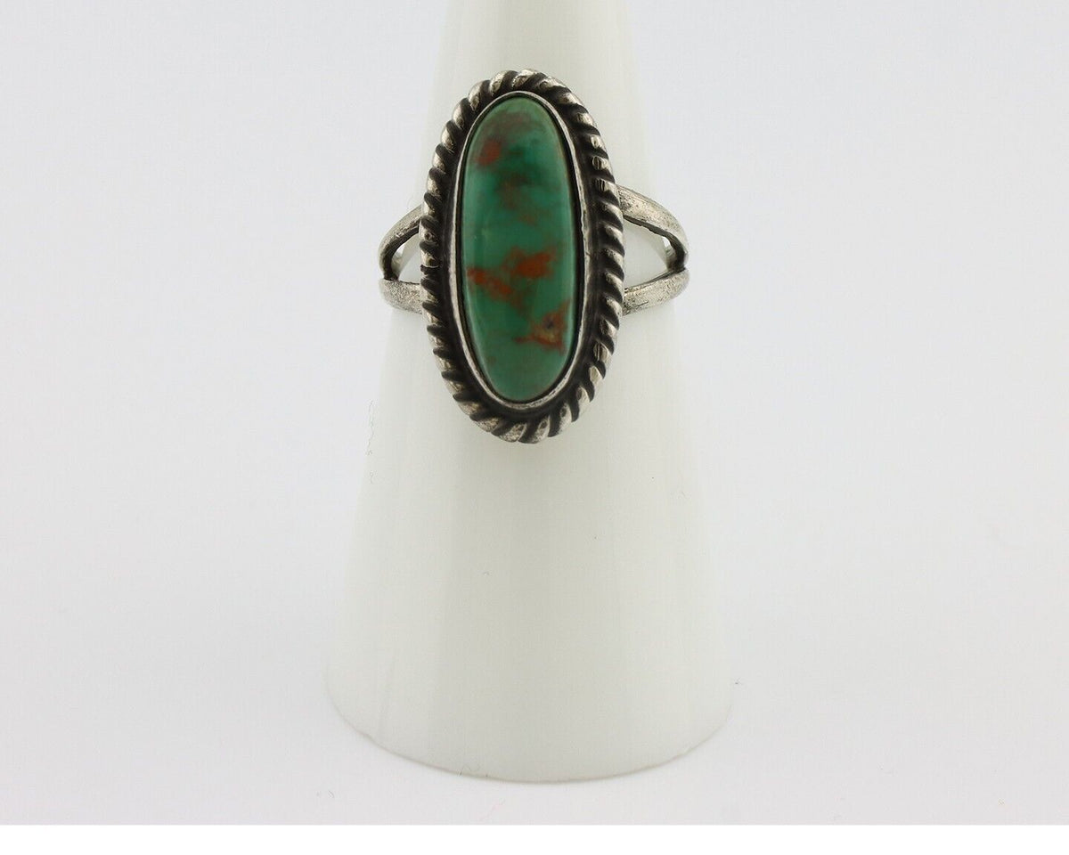 Navajo Ring 925 Silver Kingman Turquoise Artist Native American Signed C.80's