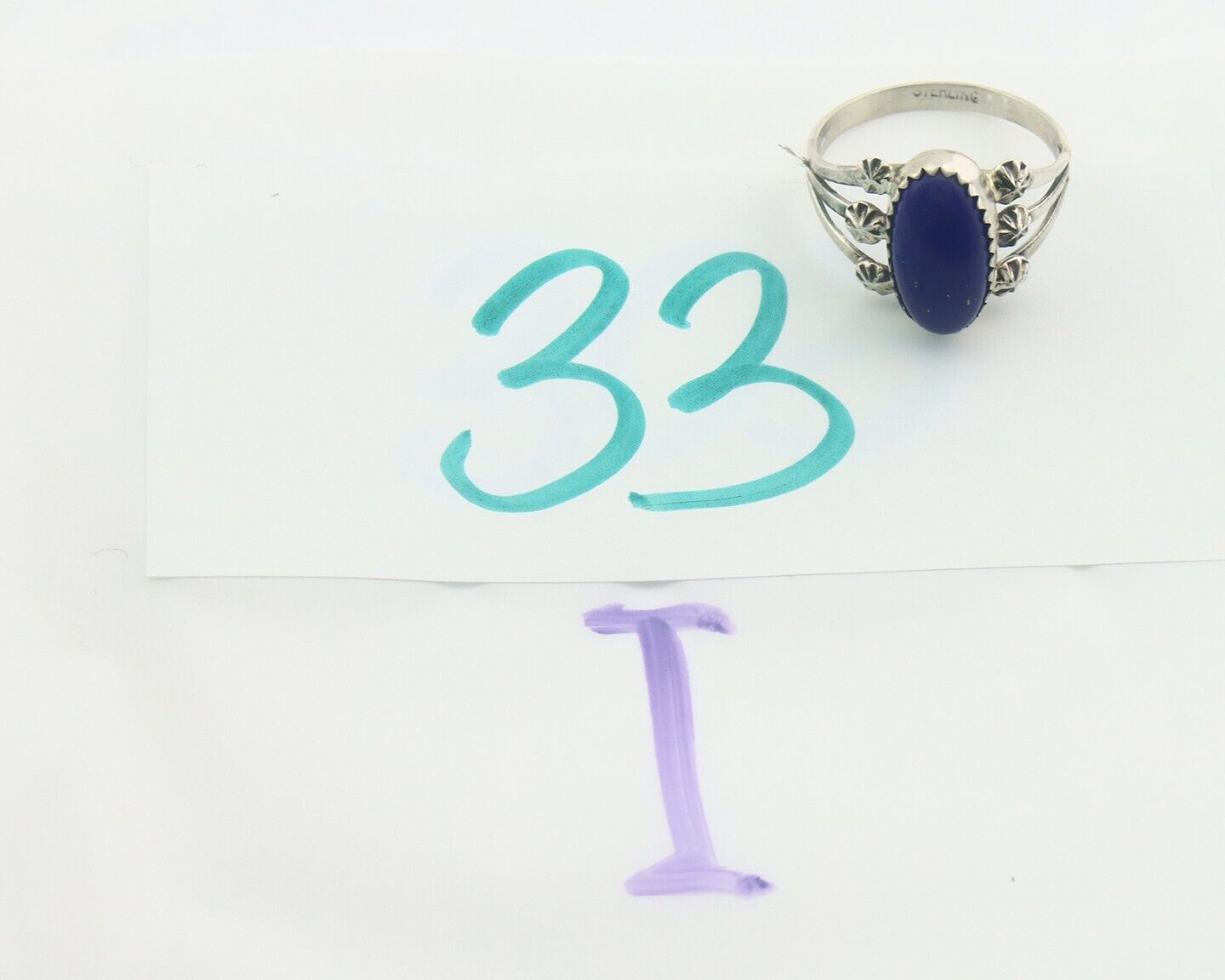 Navajo Ring 925 Sterling Natural Lapis Handmade Native Artist C.80's