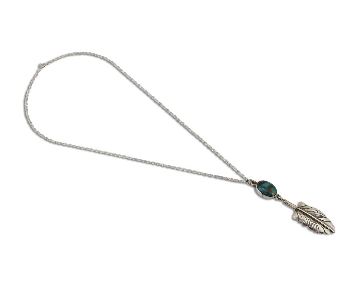 Navajo Turquoise Necklace 925 Silver Artist Signed M Montoya C.80's