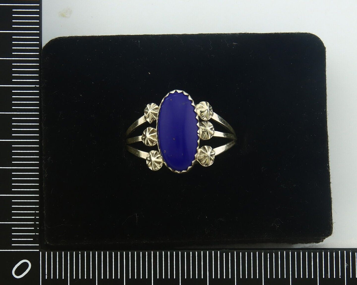 Navajo Ring 925 Sterling Natural Lapis Handmade Native Artist C.80's