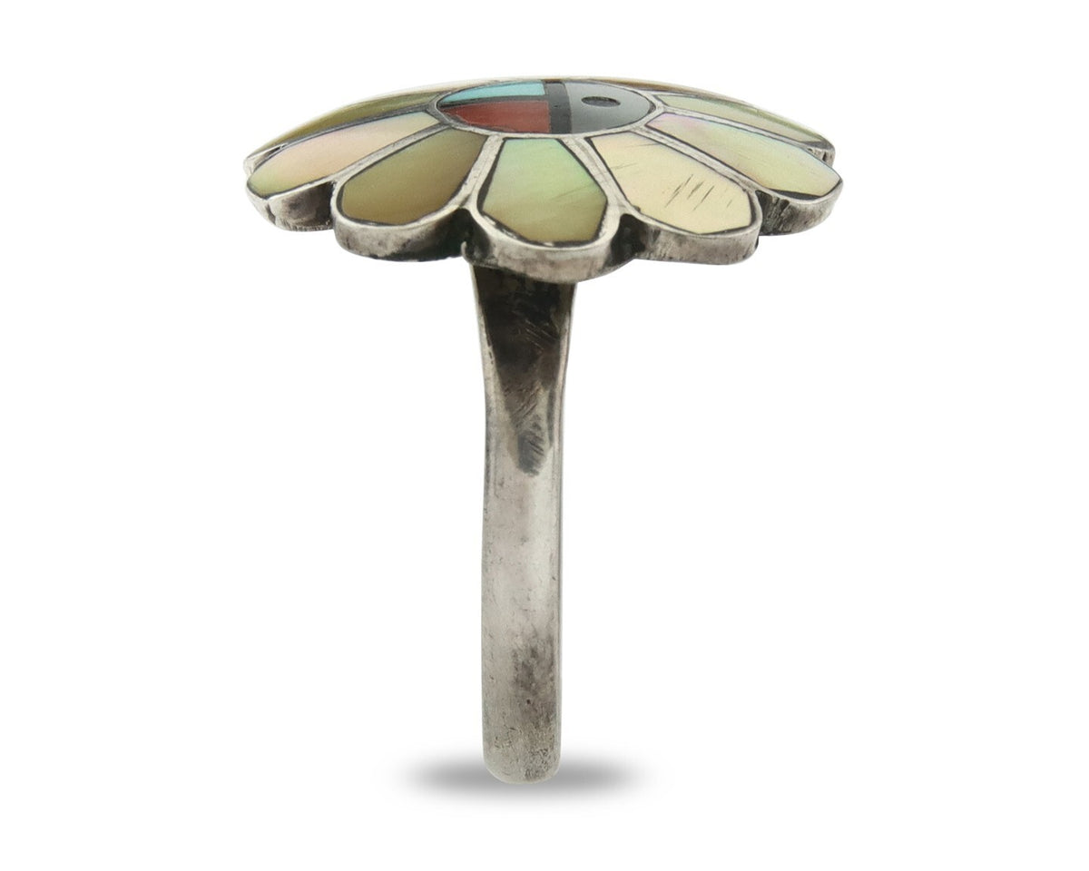 Vintage Zuni Ring 925 Sterling Silver Natural Gemstone Size 9.0