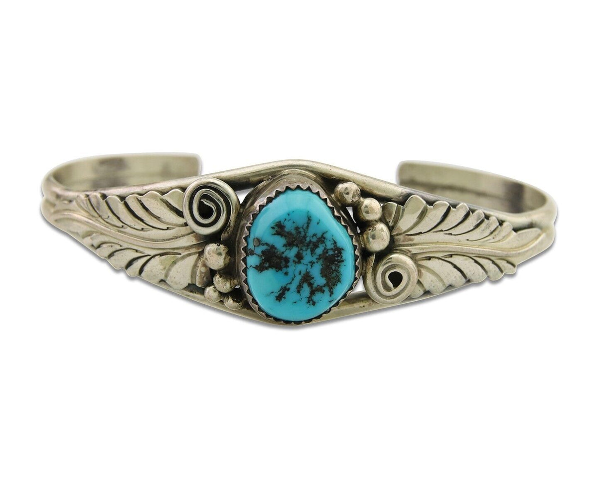 Navajo Bracelet 925 Silver Cuff Turquoise Handmade Native Artist C.80's