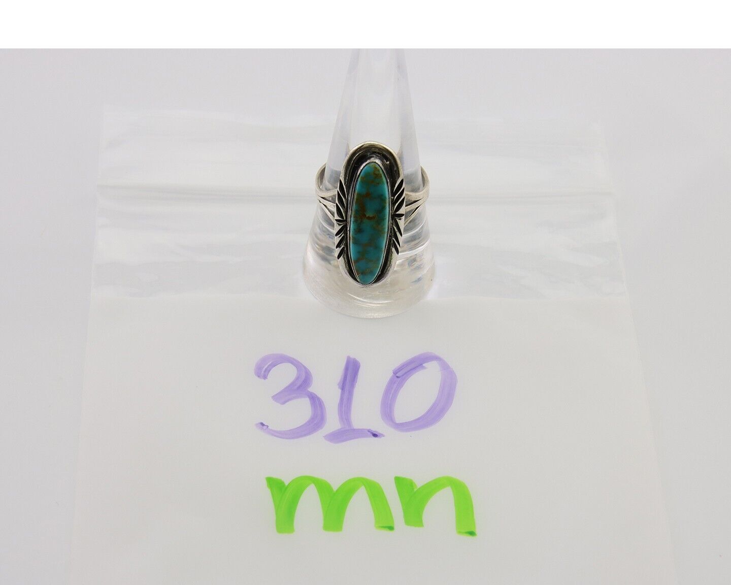 Navajo Ring 925 Silver Nevada Blue Turquoise Signed MC C.80's