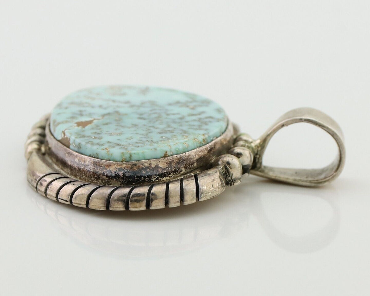 Navajo Turquoise Pendant 925 Silver Artist Signed Doug Zachary C.80's