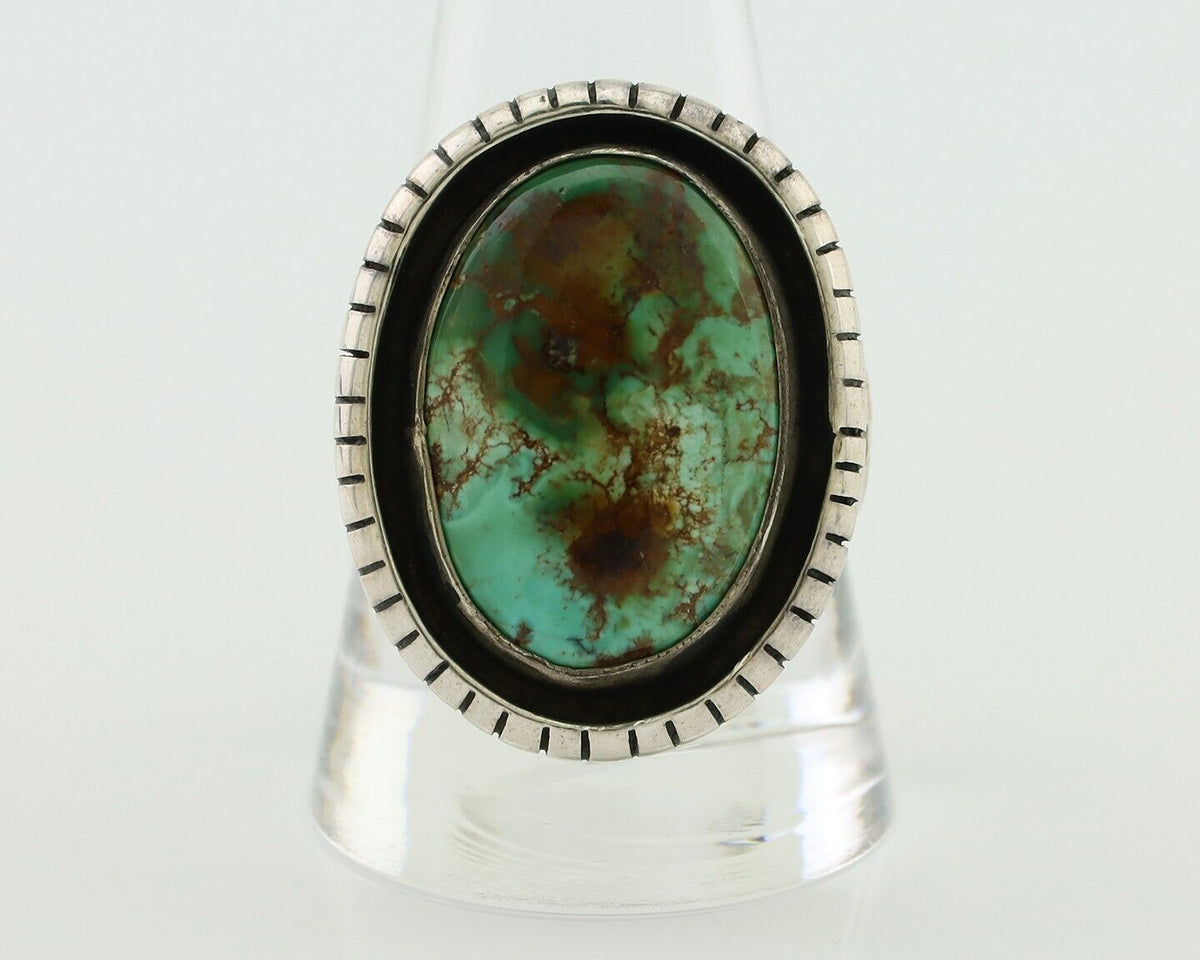 Navajo Handmade Ring 925 Silver Natural Turquoise Signed M Montoya C.80's