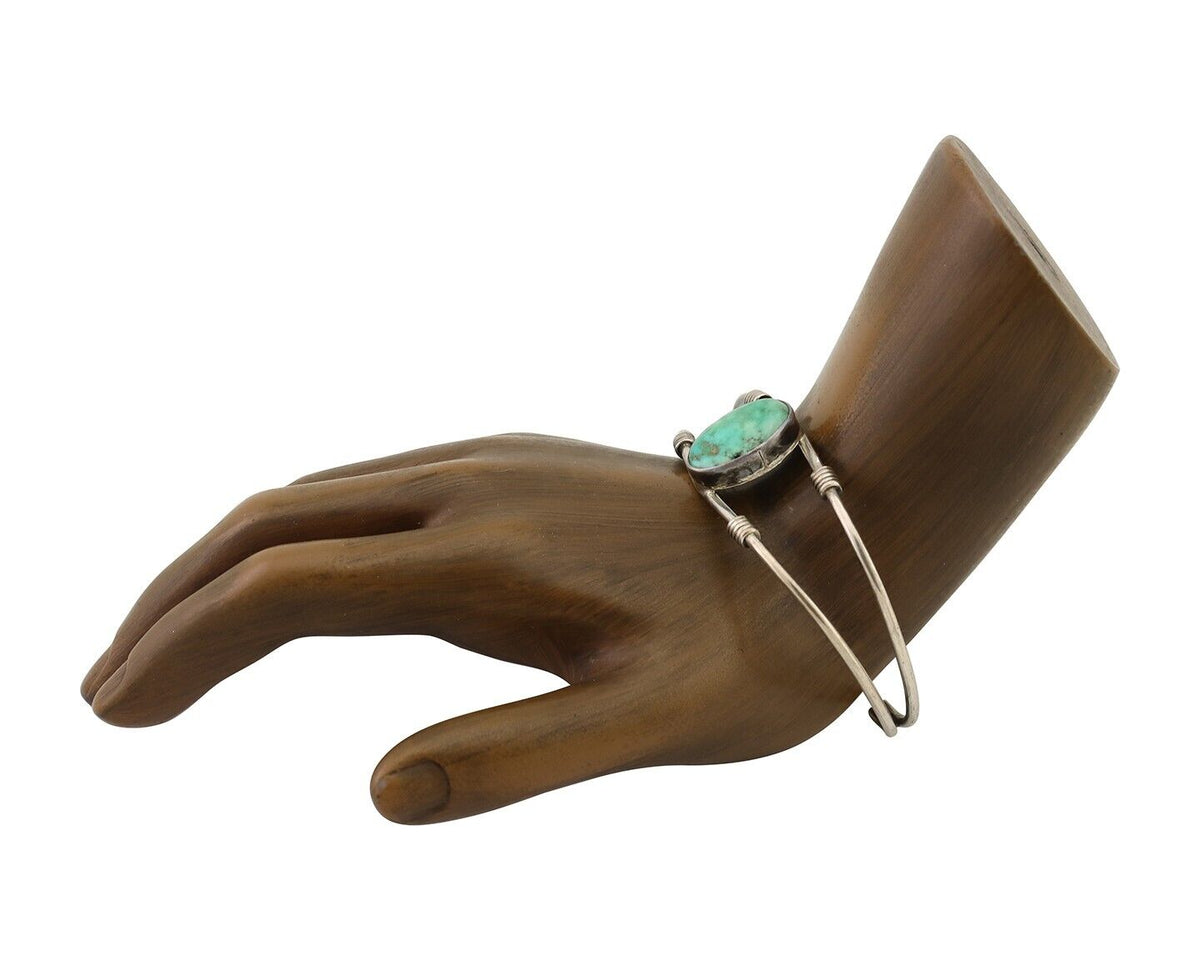 Navajo Cuff Bracelet 925 Silver Natural Blue Turquoise Native American C.80's
