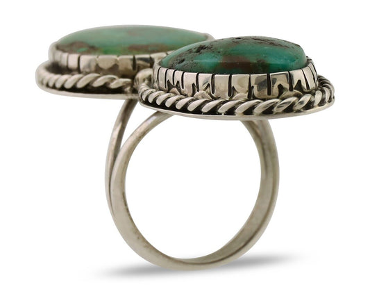 Navajo Handmade Ring 925 Silver Natural Tuquoise Artist Signed BY C.80's