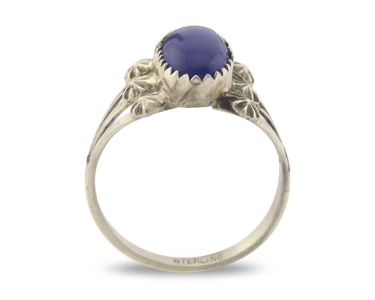 Navajo Ring 925 Sterling Natural Lapis Handmade Native Artist C.80's