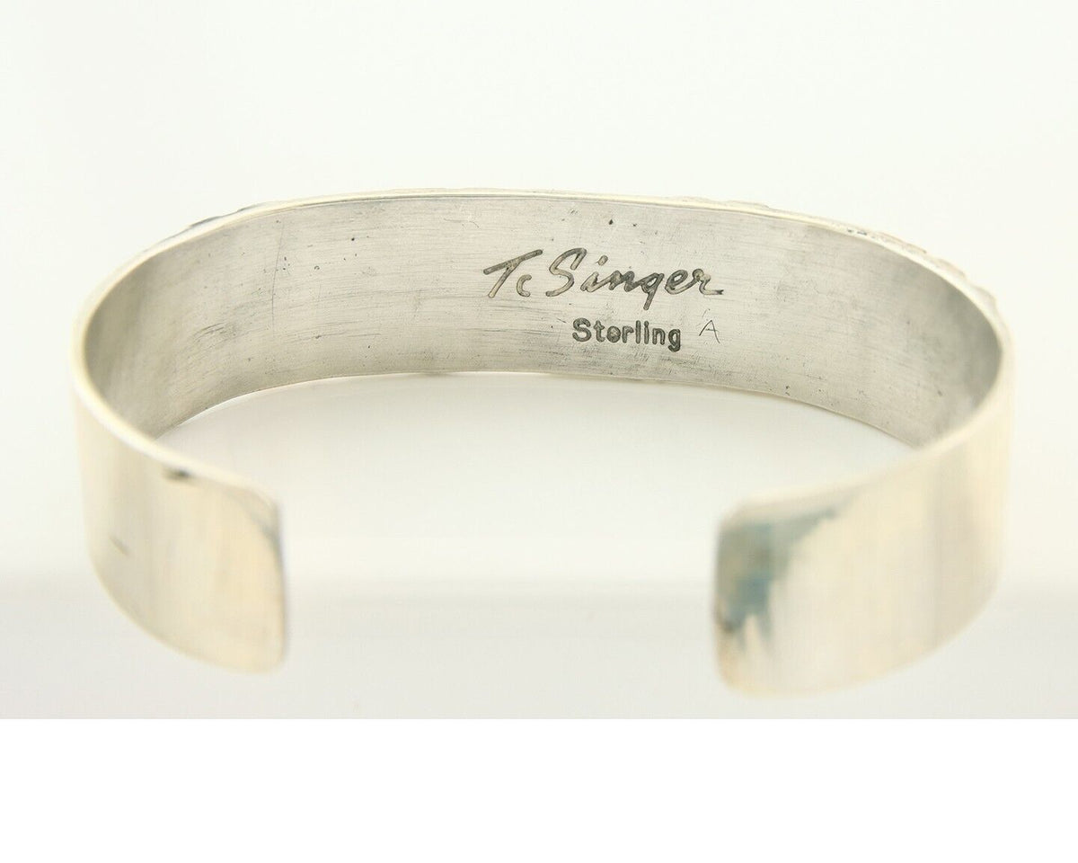 Navajo Bracelet Gold & 925 Silver Handmade 16 mm Wide Signed Thomas Singer C80s