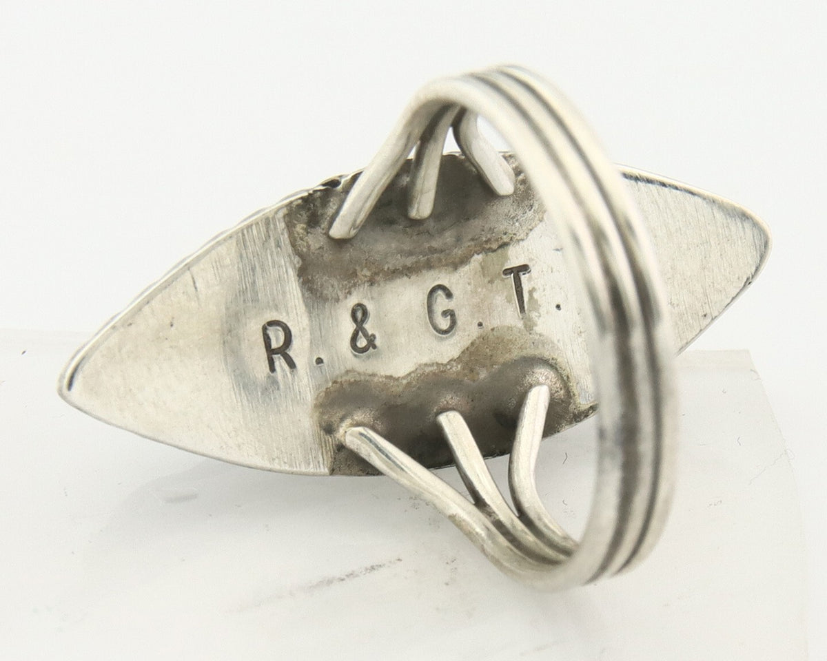 Vintage Zuni Ring 925 Sterling Silver Natural Gemstone Signed R & GT Size 6.25