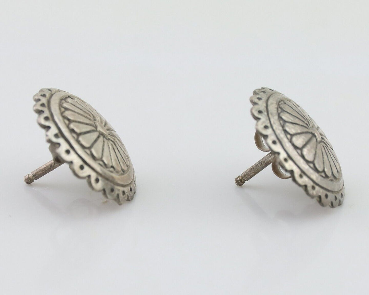 Navajo Small Shield Earrings 925 Silver Native American Artist C.80's