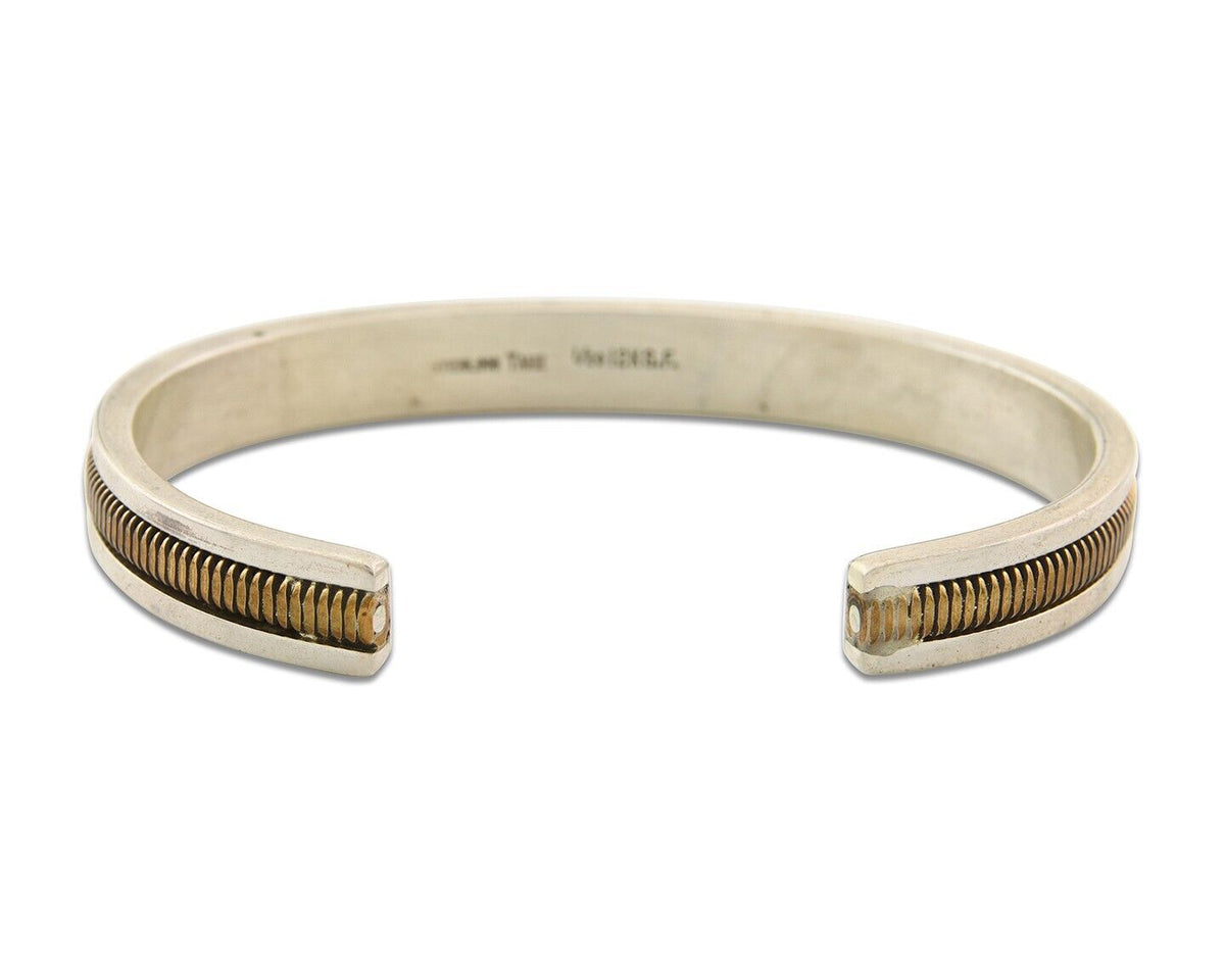 Navajo Bracelet 925 Silver & 12k Yellow Gold Filled Signed TAHE C.80's