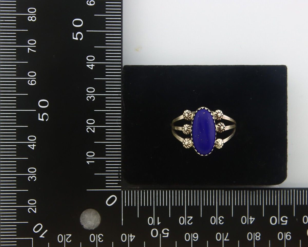 Navajo Ring 925 Sterling Natural Lapis Handmade Native Artist C.80's