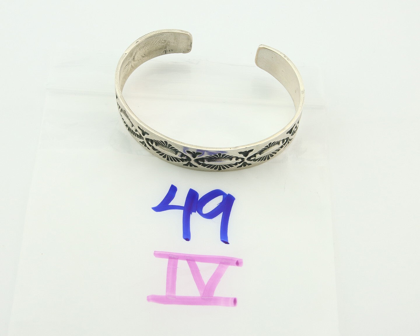 Navajo Bracelet 925 Silver Artist Signed Hand Stamped Handmade Cuff C.80's