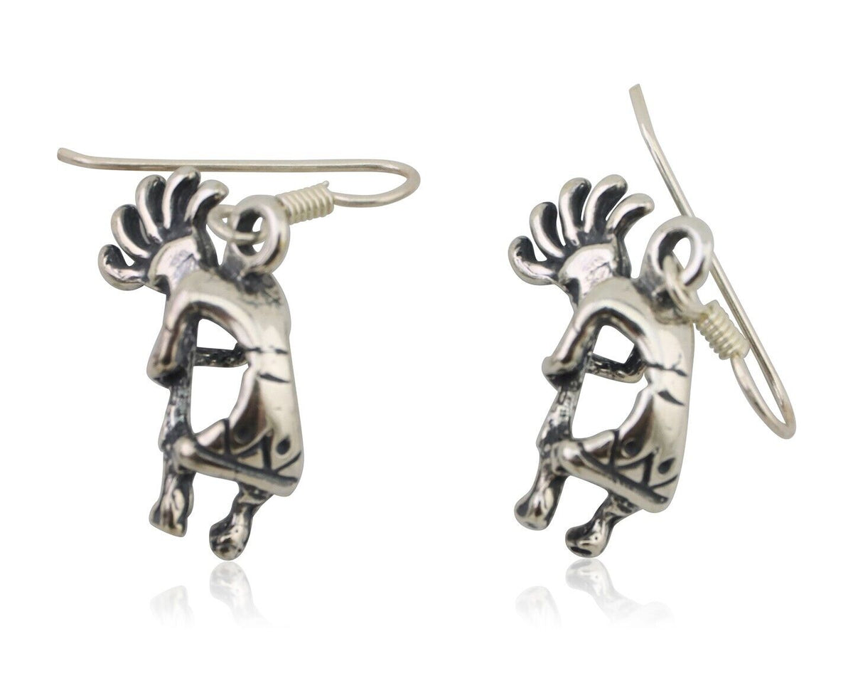 Navajo Kokopelli Dangle Earrings 925 Silver Native American Artist C.80's