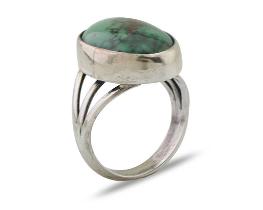 Navajo Ring 925 Silver Turquoise Native American Artist Size 8.0 C.80's