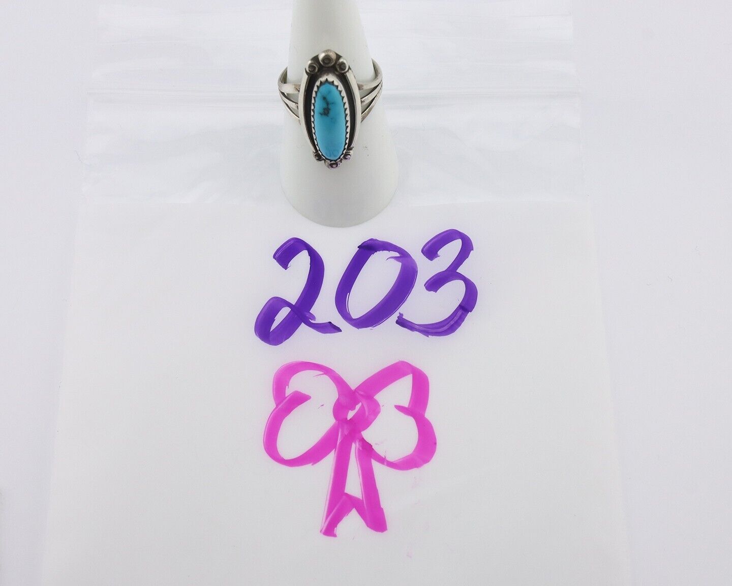 Navajo Ring .925 Silver Sleeping Beauty Turquoise Signed SkyStone Creations C80s