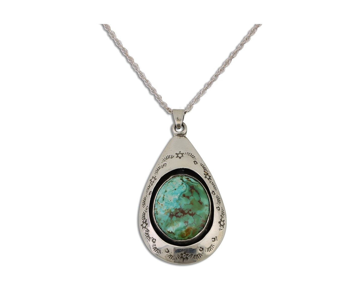 Navajo Royston Turquoise Necklace 925 Silver Artist Signed MC C.80's