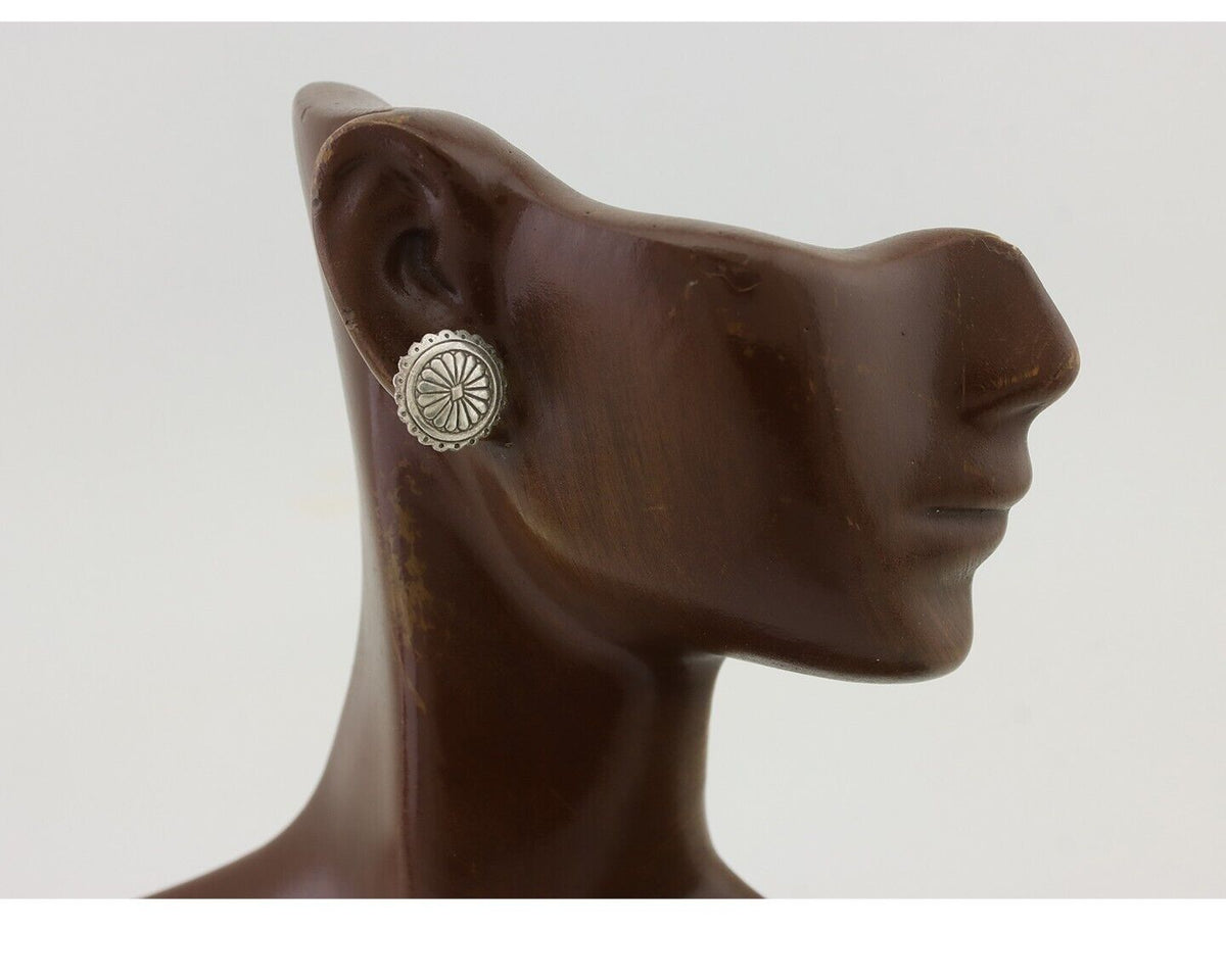 Navajo Small Shield Earrings 925 Silver Native American Artist C.80's