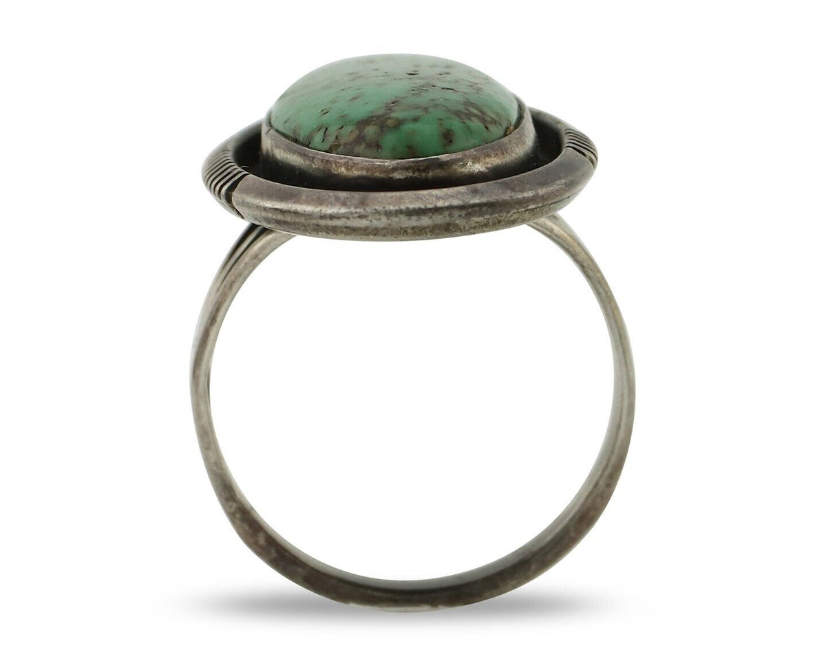 Navajo Ring 925 Silver Spiderweb Turquoise Aritst Signed William Denetdale C.80s